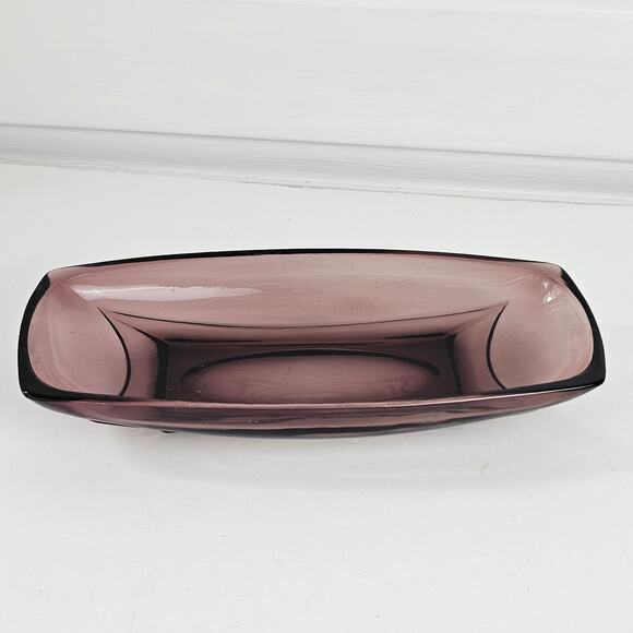 Vintage amethyst glass relish tray dish 4x9.5 - Picture 2 of 10